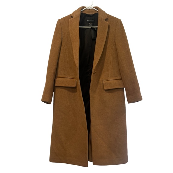 Club Monaco Slim Tailored Wool Trench Coat Women Size M Camel Single Breasted - Picture 4 of 16